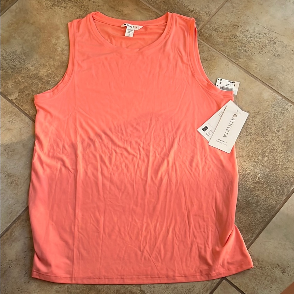 NWT ATHLETA Women's Pink Orange Tank Top in Large Vital Tank II Camisole